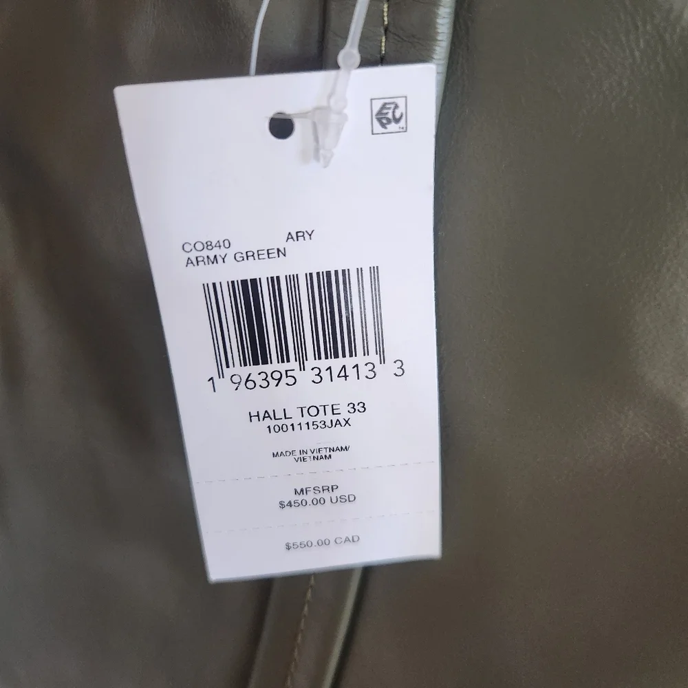Coach Leather Green Hall Tote Bag 33  NWT $450